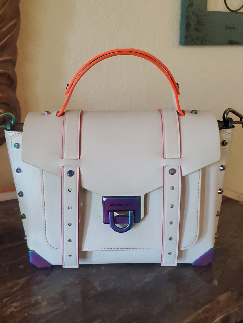 Michael Kors Manhattan Satchel Bag With Contrast Trim